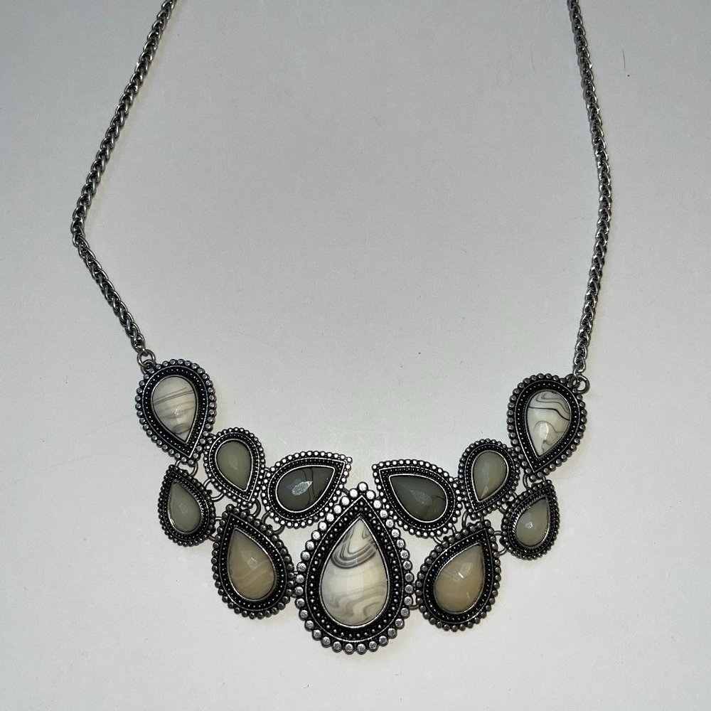 Silver-toned statement necklace